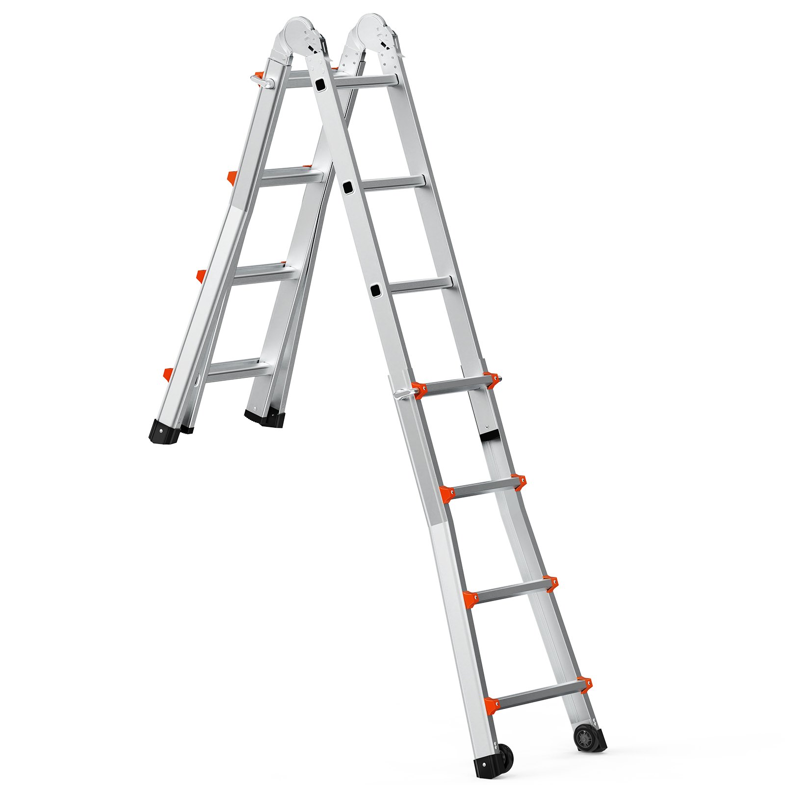 VEVOR Telescoping Ladder A Frame, 13 FT Compact Aluminum Extension Ladder, Multi-Function Portable Collapsible RV Ladder, Telescopic Ladder for Homework Stairs Indoor Outdoor Roof, 330lb Load