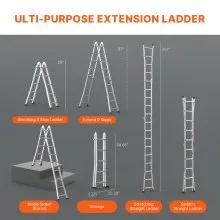 VEVOR Telescoping Ladder A Frame 17FT / 5120 mm Extension Multi-Function for Homework