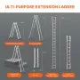 VEVOR Telescoping Ladder A Frame, 20 FT Compact Aluminum Extension Ladder, Multi-Function Portable Collapsible RV Ladder, Telescopic Ladder for Homework Stairs Indoor Outdoor Roof, 330lb Load