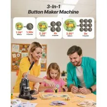 VEVOR Button Maker Machine Plastic Pin Maker 1.26/2.28/2.95 inch 3-in-1 300pcs