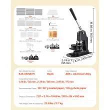 VEVOR Button Maker Machine Plastic Pin Maker 1.26/2.28/2.95 inch 3-in-1 300pcs