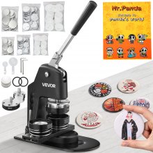 VEVOR Button Maker Machine, Multiple Sizes 1.25+2.25 Inch Badge Punch Press Kit, Children DIY Gifts Pin Maker, Button Making Supplies with 500pcs Button Parts & Circle Cutter & Magic Book
