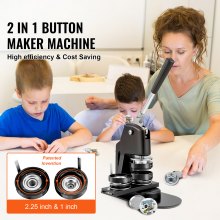 VEVOR Button Maker Machine Badge Pin Machine 1"+2.25" 500 Free Parts Press Kit