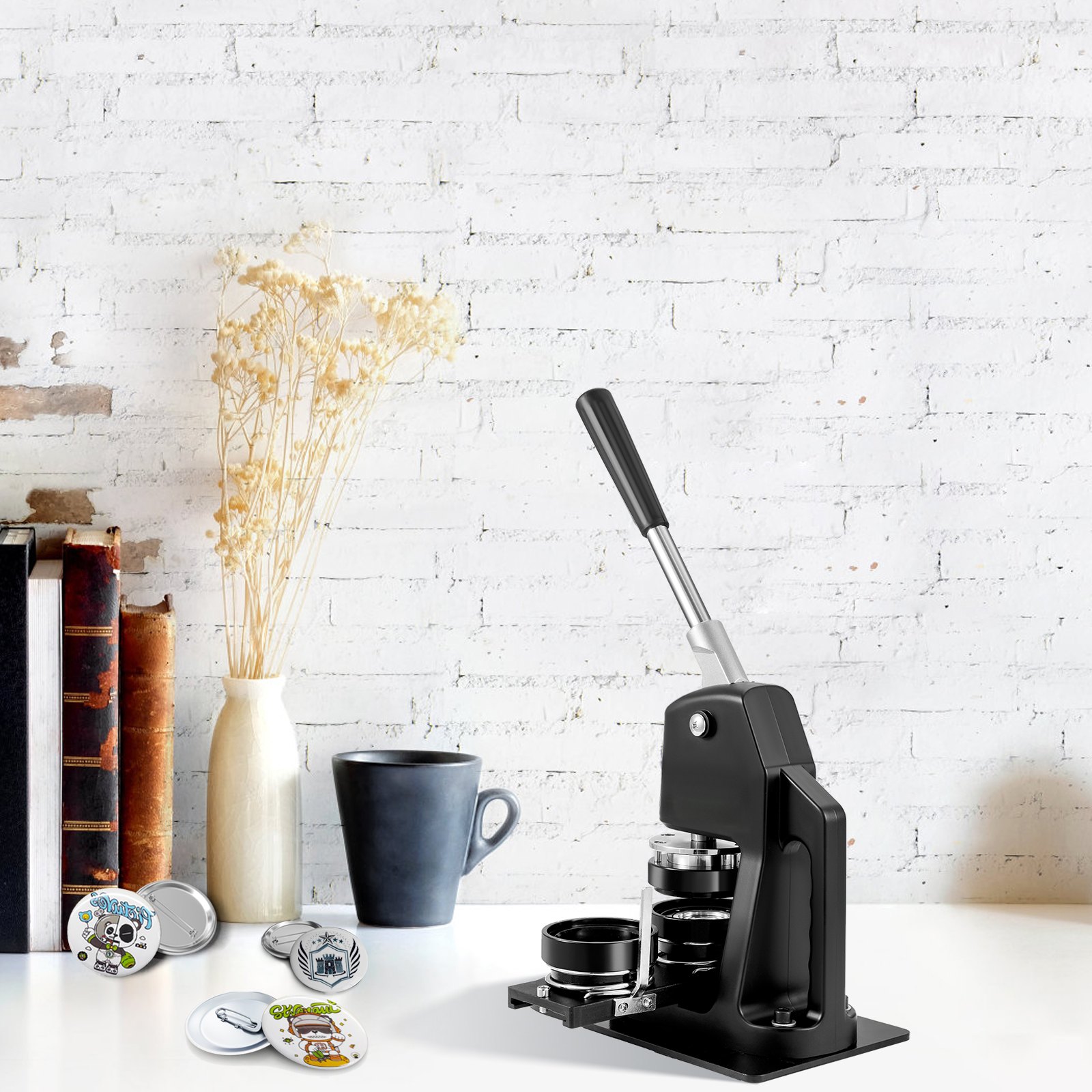 VEVOR Button Maker Machine, Multiple Sizes 1+2.25 Inch Badge Punch Press Kit, Children DIY Gifts Pin Maker, Button Making Supplies with 500pcs Button Parts & Circle Cutter & Magic Book