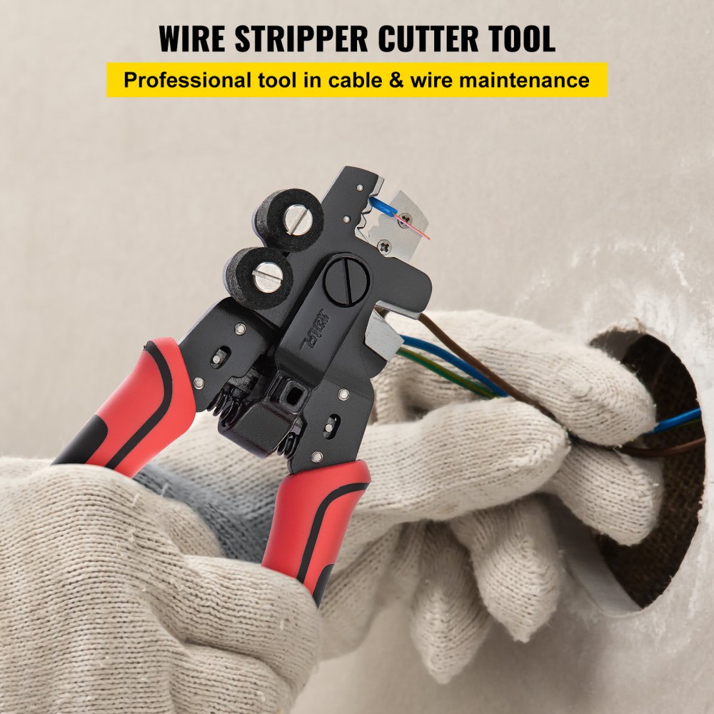 VEVOR Fiber Optic Stripper, 4 in 1 Wire Cutters Pliers, Three Hole Fiber Stripping Plier w/Wire Cutter for Stripping, Cutting and Cleaning, Applied in Electrical Work and Maintenance
