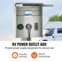 VEVOR Temporary Power Outlet Panel, 125/250V, RV Power Outlet Box with a 20/30/50 Amp Receptacle Installed, NEMA 14-50R / NEMA TT-30R / 15A GFCI for RV Camper Trailer Motorhome, Tested to UL Standards