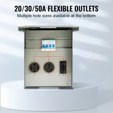 VEVOR Temporary Power Outlet Panel, 125/250V, RV Power Outlet Box with a 20/30/50 Amp Receptacle Installed, NEMA 14-50R / NEMA TT-30R / 15A GFCI for RV Camper Trailer Motorhome, Tested to UL Standards