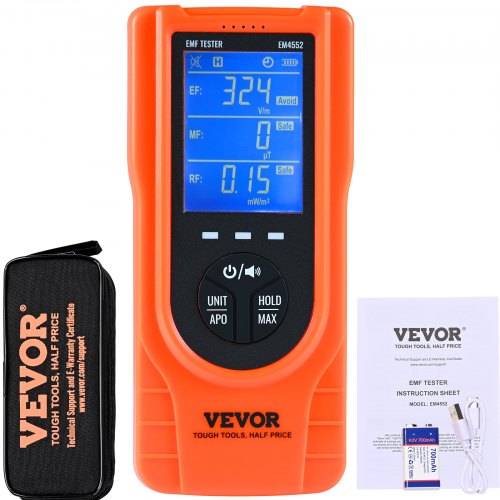 VEVOR Digital LCD 3-in-1 EMF Meter Electromagnetic Radiation Detector EF MF RF