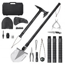 VEVOR Survival Shovel Survival Axe 28-in-1 Camping Folding Shovels with Hatchet