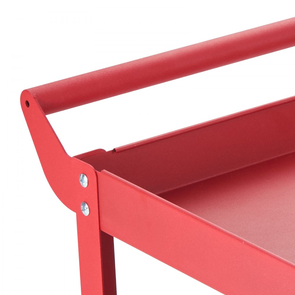 VEVOR 3-Tier Tool Cart with Wheels, 100 kg Capacity Rolling Work Cart, For Garage, Warehouse, Repair Shop, Workshop, Mechanic Tool Storage Organizer with Convenient Handle, Heavy-Duty Steel, Red