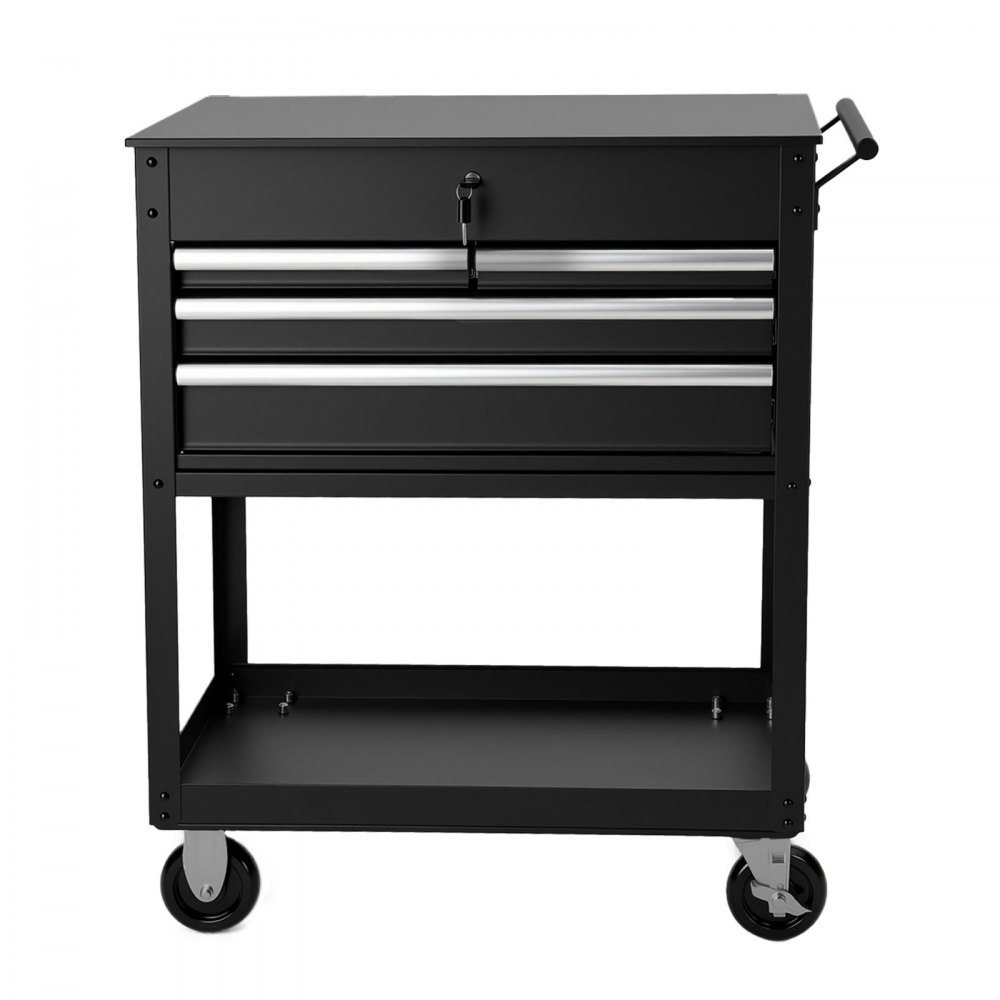 VEVOR 5-Tier Tool Cart with Drawers, 226.8 kg Capacity Rolling Work Cart, For Garage, Warehouse, Repair Shop, Mechanic Tool Storage Organizer Locking Drawers, Flexible Wheels, Heavy-Duty Steel, Black