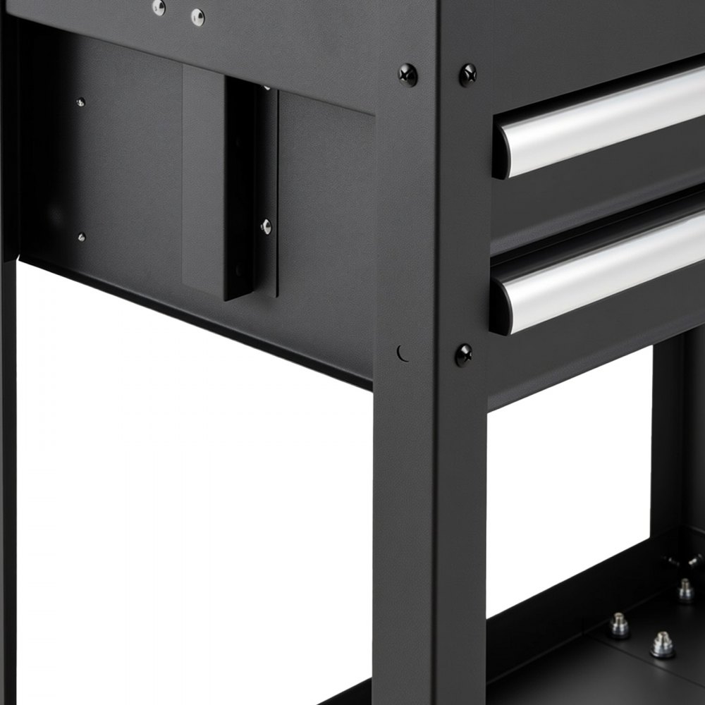 VEVOR 4-Tier Tool Cart with Drawers, 158.76kg Capacity, Rolling Work Cart, For Garage, Warehouse, Repair Shop, Mechanic Tool Storage Organizer Locking Drawers, Flexible Wheels, Heavy-Duty Steel, Black