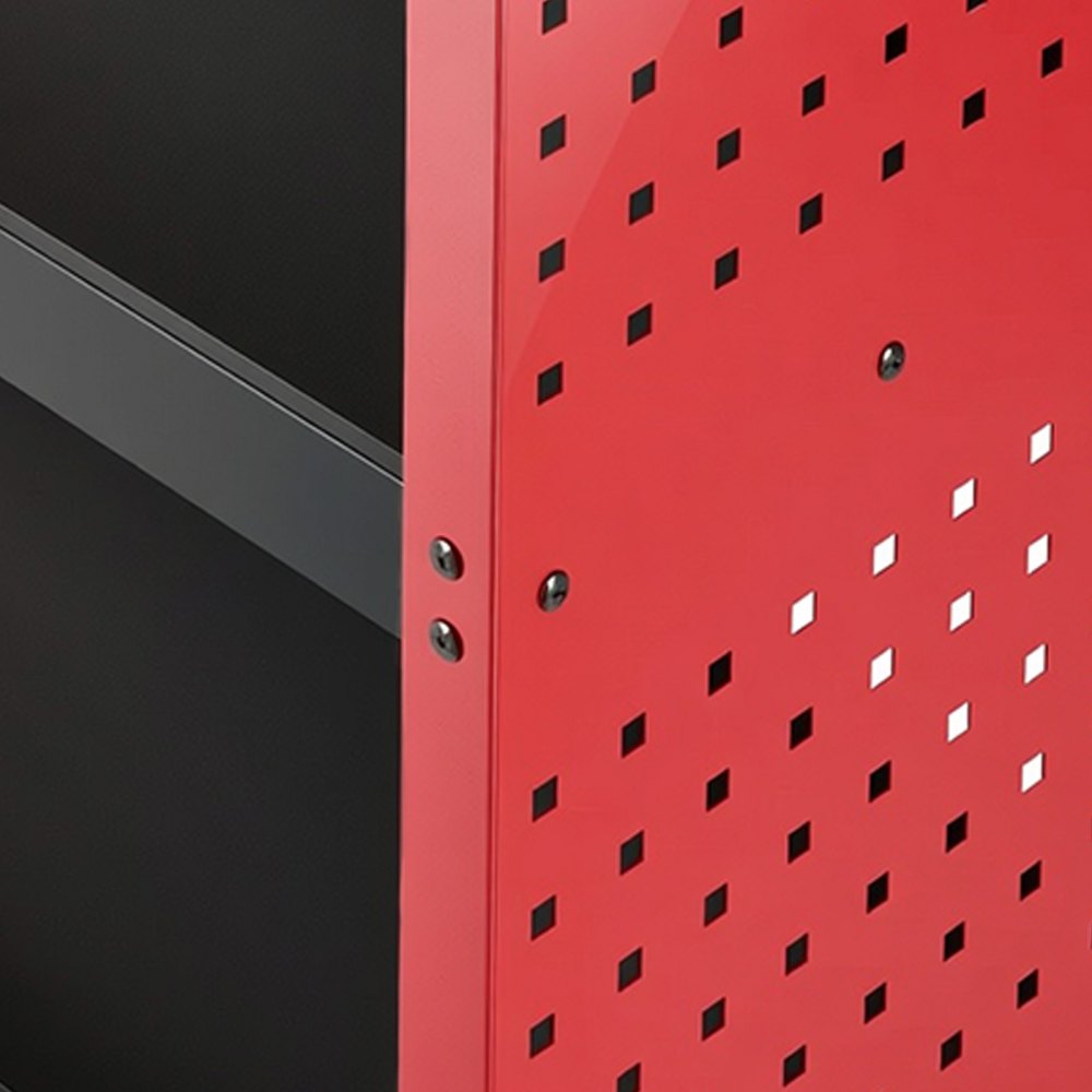 VEVOR 3-Tier Tool Cart with Pegboard, 158.76 kg Capacity Rolling Work Cart, Great for Garage, Warehouse & Repair Shop, Mechanic Tool Storage Organizer with Wheels, Hooks, Heavy-Duty Steel, Black & Red