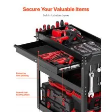 VEVOR 4-Tier Tool Cart on Wheels 350 lb Rolling Work Cart with Drawer & Pegboard