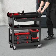VEVOR 4-Tier Tool Cart on Wheels 350 lb Rolling Work Cart with Drawer & Pegboard