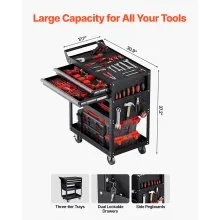 VEVOR 5-Tier Tool Cart on Wheels 400 lb Rolling Work Cart with Drawer & Pegboard