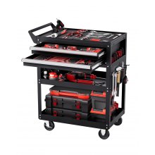 VEVOR 5-Tier Tool Cart with Wheels, 400 lbs Load Capacity, Rolling Work Cart with 2 Drawers & Pegboard, Mechanic Tool Storage Organizer with Locking System for Garage, Warehouse and Repair Shop, Black