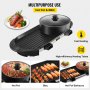 VEVOR 2 in 1 BBQ Pan Grill and Hot Pot with Divider Multifunctional Teppanyaki Grill Pot, Separate Dual Temperature Control Electric BBQ Stove Hot Pot, 5 Speed for Indoor Korean BBQ, Shabu Shabu Black