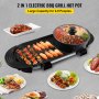 VEVOR 2 in 1 BBQ Grill and Hot Pot with Divider, Aluminum Alloy Electric BBQ Stove Hot Pot, Separate Dual Thermostat Teppanyaki Grill Pot with 5 Speed, for Family Dinner Friends Party Black