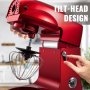VEVOR Stand Mixer,4 in 1 1000W Multifunctional Electric Kitchen Mixer 6-Speed Meat Grinder Juice Blender with 5.3QT Stainless Steel Bowl, Hook, Whisk and Beater Tilt-Head Dough Machine, Red