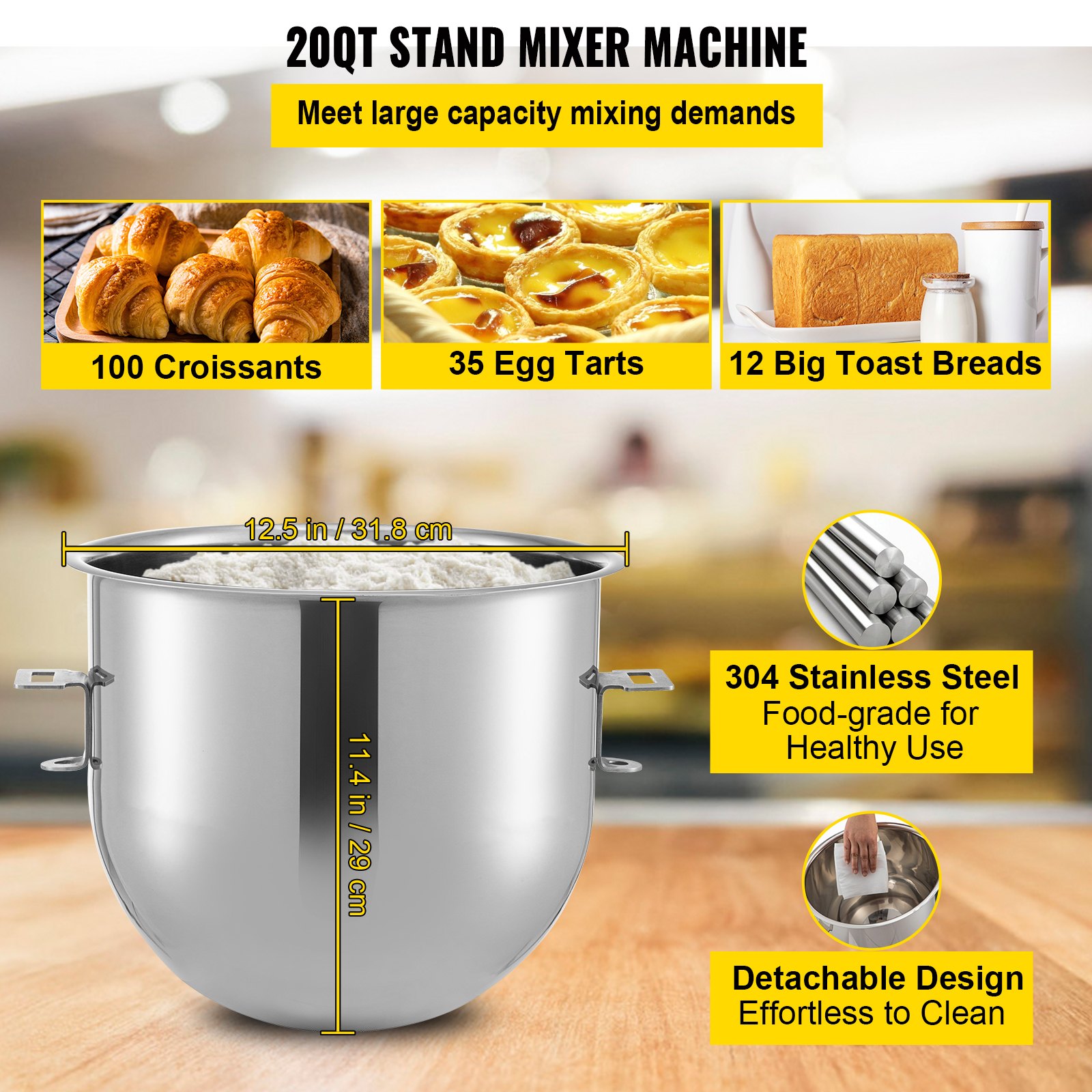 Commercial Stand Mixer, 20Qt Stainless Steel Bowl, 1100W 2 in 1 Multifunctional Electric Food Mixer with Meat Grinder & 3 Speeds, Dough Hook Whisk Beater Included, Perfect for Bakery Pizzeria Commercial Stand Mixer, 20Qt Stainless Steel Bowl, 1100W 2 in 1 Multifunctional Electric Food Mixer with Meat Grinder & 3 Speeds, Dough Hook Whisk Beater Included, Perfect for Bakery Pizzeria