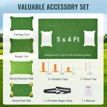 VEVOR PRO 5x4ft Golf Hitting Mat Turf Golf Training Aid Indoor Outdoor Practice