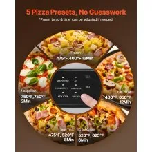 VEVOR Electric Pizza Oven, Smart Pizzas Maker Indoor with 5 Preset, 12-Inch Countertop Pizza Cooker w/ Touch Srceen, 750℉ Max Temp, 2-Min Rpaid Baking Oven Thin & Crispy, Neapolitan, Frozen, New York
