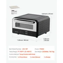 VEVOR Electric Pizza Oven, Smart Pizzas Maker Indoor with 5 Preset, 12-Inch Countertop Pizza Cooker w/ Touch Srceen, 750℉ Max Temp, 2-Min Rpaid Baking Oven Thin & Crispy, Neapolitan, Frozen, New York