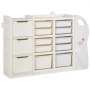 VEVOR Kids Toy Storage, 4-Tier Elephant-Shape Toy Storage Organizer with 10 Plastic Movable Bins, Kids Cubby Cabinet Made from HDPE for Study Room, Bedroom, Playroom, Classroom, Nursery, Gray + Beige