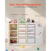 4-Tier Kids Toy Storage with 10 Plastic Movable Bins Elephant-Shape