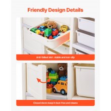 4-Tier Kids Toy Storage with 10 Plastic Movable Bins Elephant-Shape
