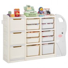 4-Tier Kids Toy Storage with 10 Plastic Movable Bins Elephant-Shape