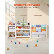 4-Tier Kids Toy Storage with Bookshelf with 10 Movable Plastic Bins