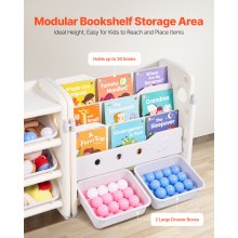 4-Tier Kids Toy Storage with Bookshelf with 10 Movable Plastic Bins