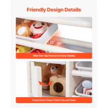4-Tier Kids Toy Storage with Bookshelf with 10 Movable Plastic Bins