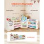 VEVOR Kids Toy Storage with Bookshelf, 4-Tier Large Toy Storage Organizer with 10 Plastic Movable Bins, Kids Cubby Cabinet with Bookshelf and Drawing Board for Study Room, Playroom, Classroom, Nursery