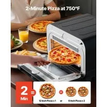VEVOR Pizza Oven, 8 Presets Electric Pizza Ovens Air Fry Combo, 12-Inch Indoor Pizza Maker Smart Knob Control , 750°F Max Temp, IPX4 Waterproof Countertop Pizza Cooker w/Pizza Stone,Fry Basket
