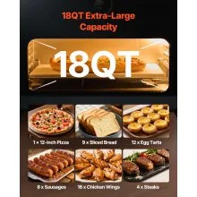 VEVOR Pizza Oven, 8 Presets Electric Pizza Ovens Air Fry Combo, 12-Inch Indoor Pizza Maker Smart Knob Control , 750°F Max Temp, IPX4 Waterproof Countertop Pizza Cooker w/Pizza Stone,Fry Basket