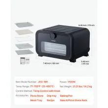 VEVOR Pizza Oven, 8 Presets Electric Pizza Ovens Air Fry Combo, 12-Inch Indoor Pizza Maker Smart Knob Control , 750°F Max Temp, IPX4 Waterproof Countertop Pizza Cooker w/Pizza Stone,Fry Basket