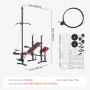 VEVOR Weight Bench, Multi-Functional Adjustable Bench, 600lbs Exercise Sit up Bench for Full Body Workout, Weight Bench Press for Home Gym Strength Training, Flat Utility Bench with Fast Adjustment