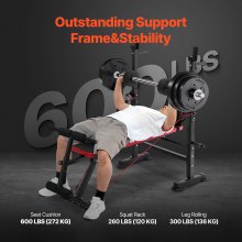 VEVOR Weight Bench Sit up Bench Home Gym Strength Training Adjustable Foldable