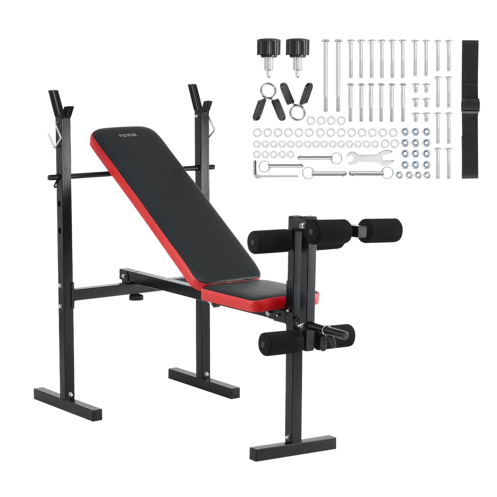 VEVOR Weight Bench, Multi-Functional Adjustable Weight Bench Press for Full Body Workout, 600lbs Exercise Sit up Bench for Home Gym Strength Training, Flat Bench with Quick Folding & Fast Adjustment