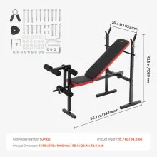 VEVOR Weight Bench Sit up Bench Home Gym Strength Training Adjustable Foldable