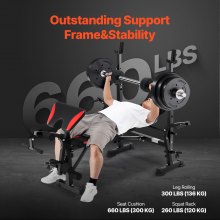 VEVOR Weight Bench Sit up Bench Home Gym Strength Training Adjustable Foldable