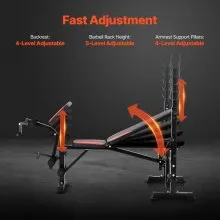 VEVOR Weight Bench Sit up Bench Home Gym Strength Training Adjustable Foldable