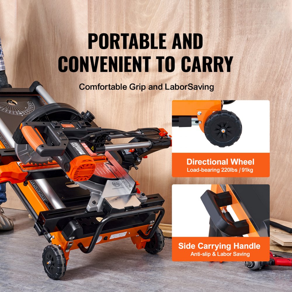 VEVOR 100in Miter Saw Stand with One-piece Mounting Brackets Sliding Rail 500lbs