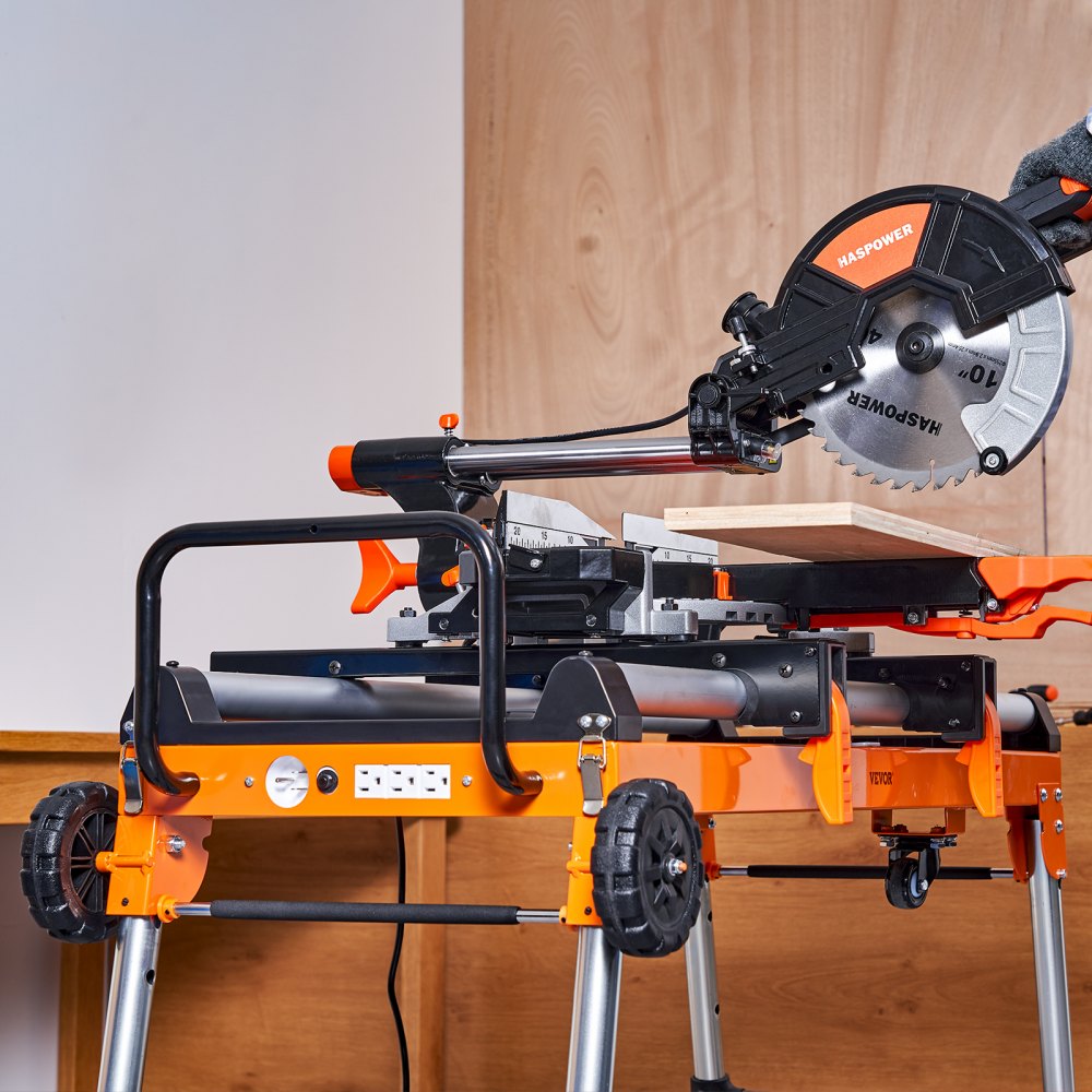 VEVOR 100in Miter Saw Stand with One-piece Mounting Brackets Sliding Rail 500lbs