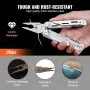VEVOR 16-In-1 Multitool Pliers, Multi Tool Pliers, Cutters, Knife, Scissors, Ruler, Screwdrivers, Wood Saw, Can Bottle Opener, with Safety Locking and Sheath, for Survival, Camping, Hunting and Hiking