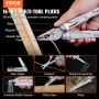 VEVOR 16-In-1 Multitool Pliers, Multi Tool Pliers, Cutters, Knife, Scissors, Ruler, Screwdrivers, Wood Saw, Can Bottle Opener, with Safety Locking and Sheath, for Survival, Camping, Hunting and Hiking