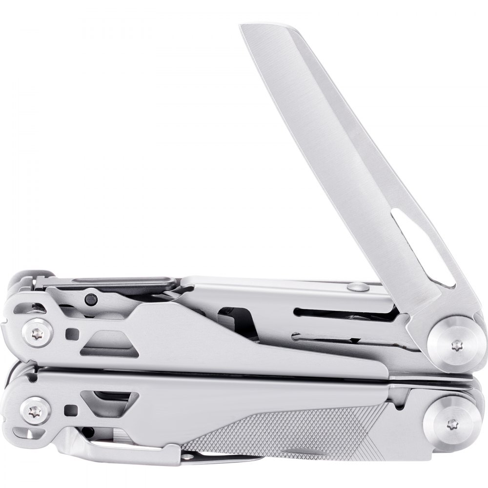 VEVOR multitool pliers with open blade, compact folding design, stainless steel finish.
